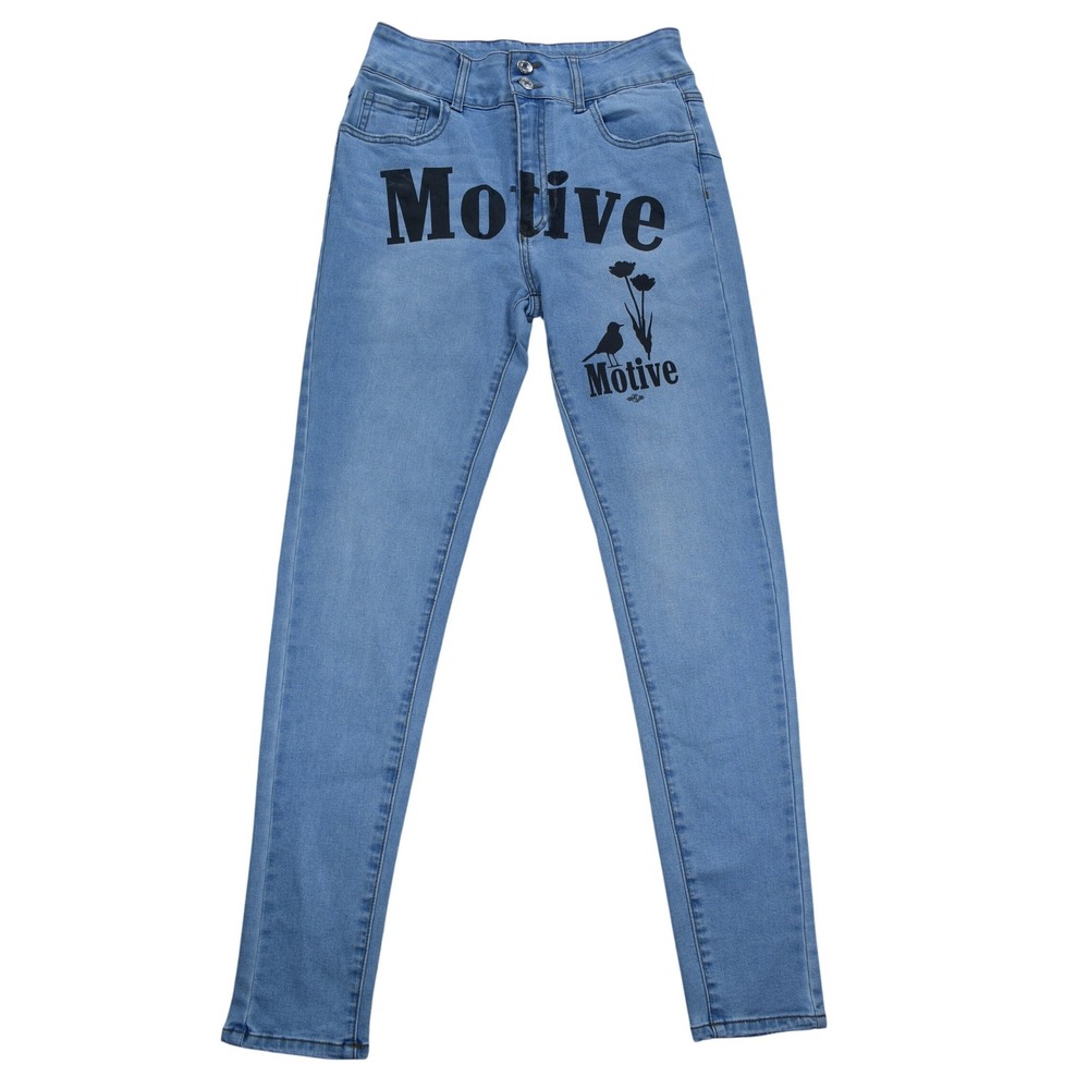 Forever 21 Motive Graphic Light Wash Skinny Jeans Size 28 High Rise Bird Floral